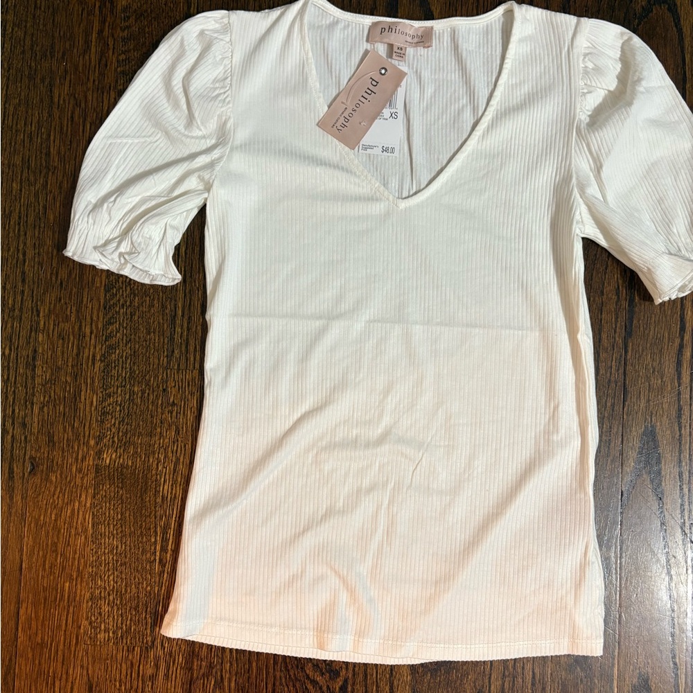 Philosophy Cream Puff Sleeve Blouse